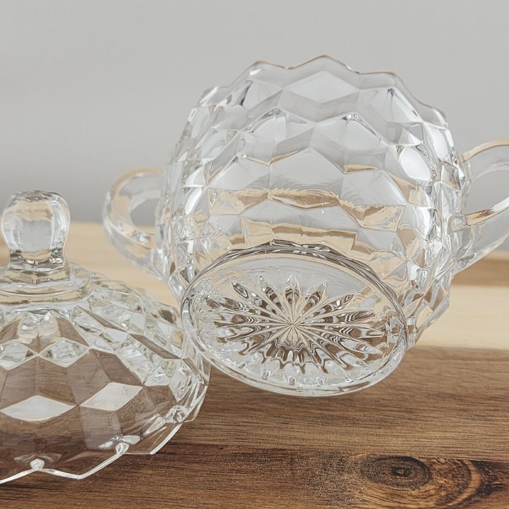 Colony Whitehall Clear Covered Sugar Bowl cube cubist glass midcentury vintage - Picture 14 of 16